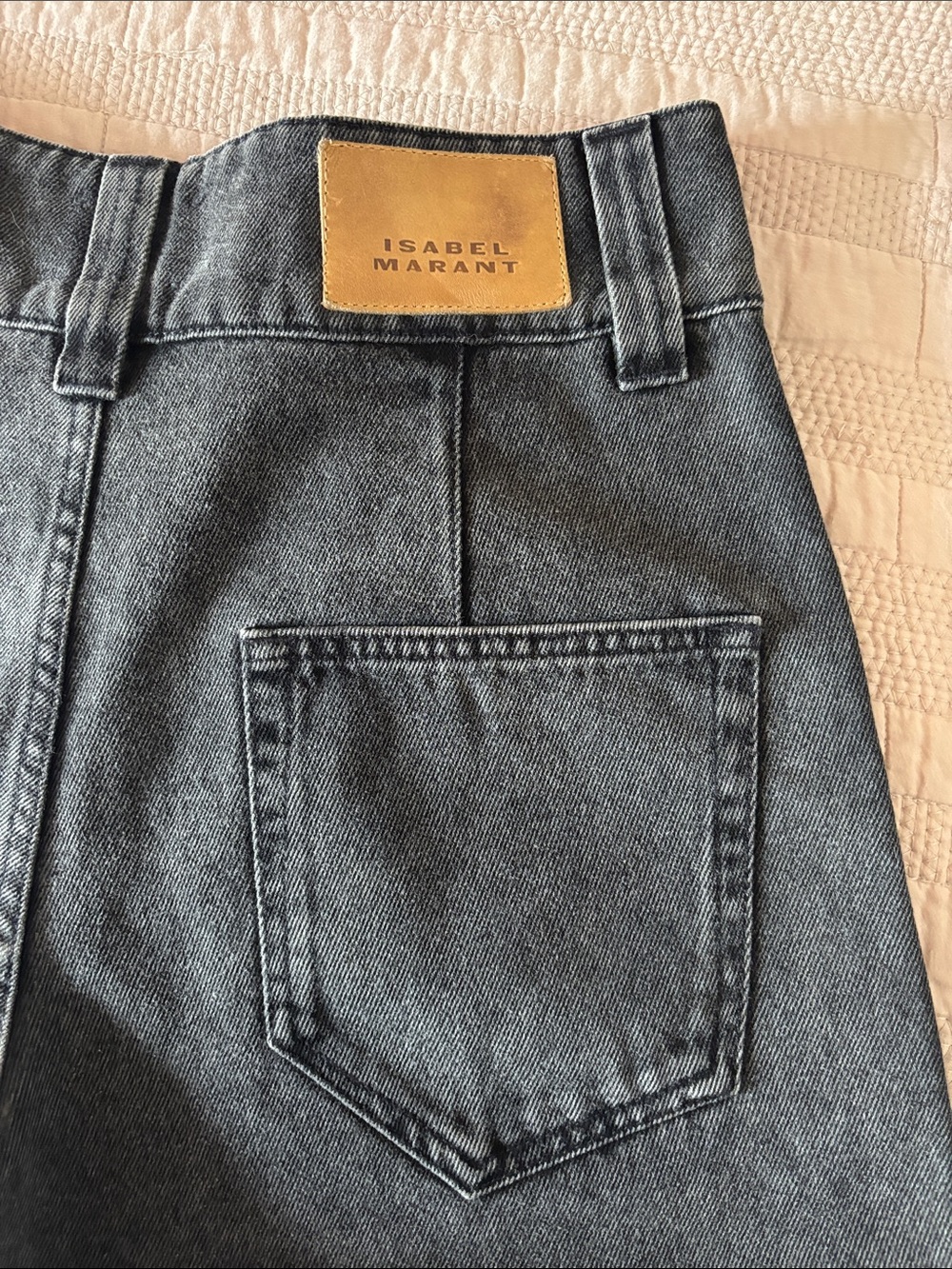 Isabel Marant Candice Quilted Front Pocket High-Waist Denim Shorts in Charcoal - Picture 6 of 8